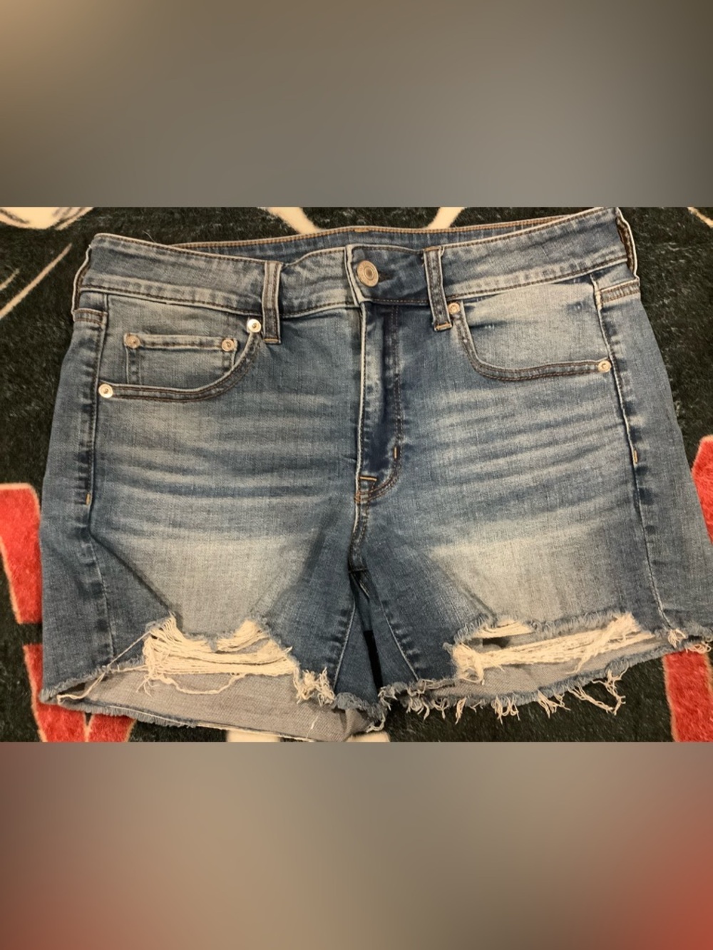 Distressed Light Blue Shorts